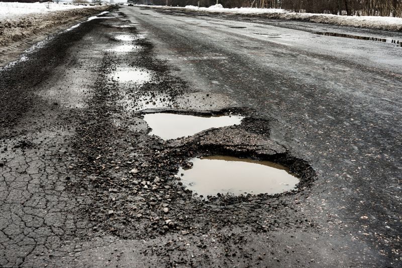 Roadway with Filled Potholes